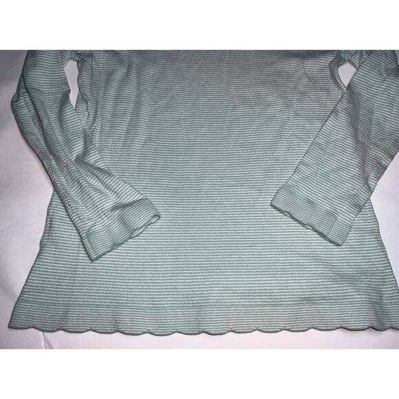 J McLaughlin Shirt Women’s Size Small Green Striped Knit Top Scalloped Hem Top - Picture 16 of 16
